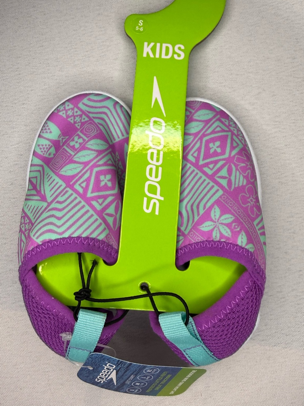 Speedo Kids Purple & Teal Patterned Water Shoes Small 5/6 - NWT